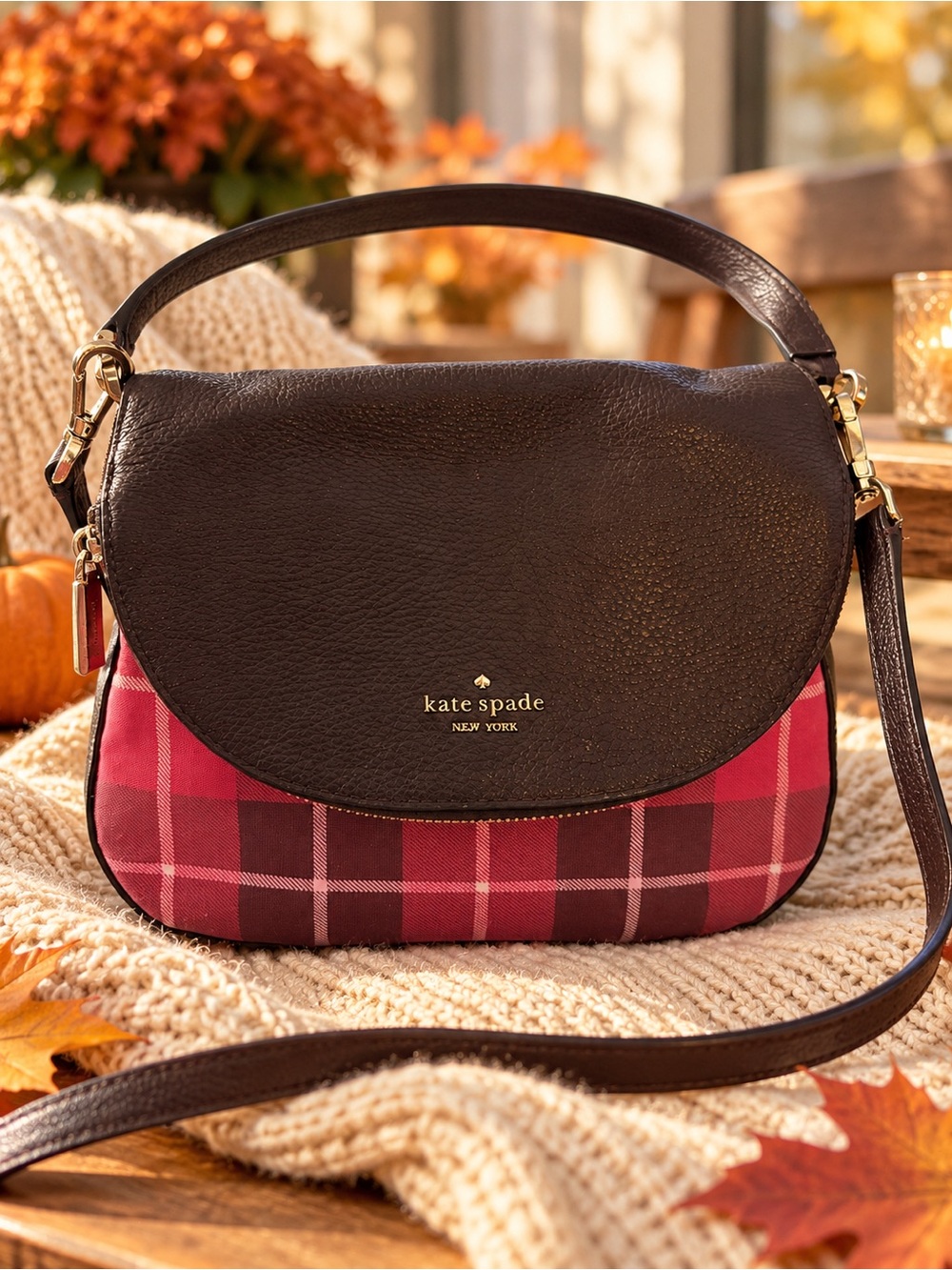 Kate Spade Cross Body Bag - Burgundy/Brown